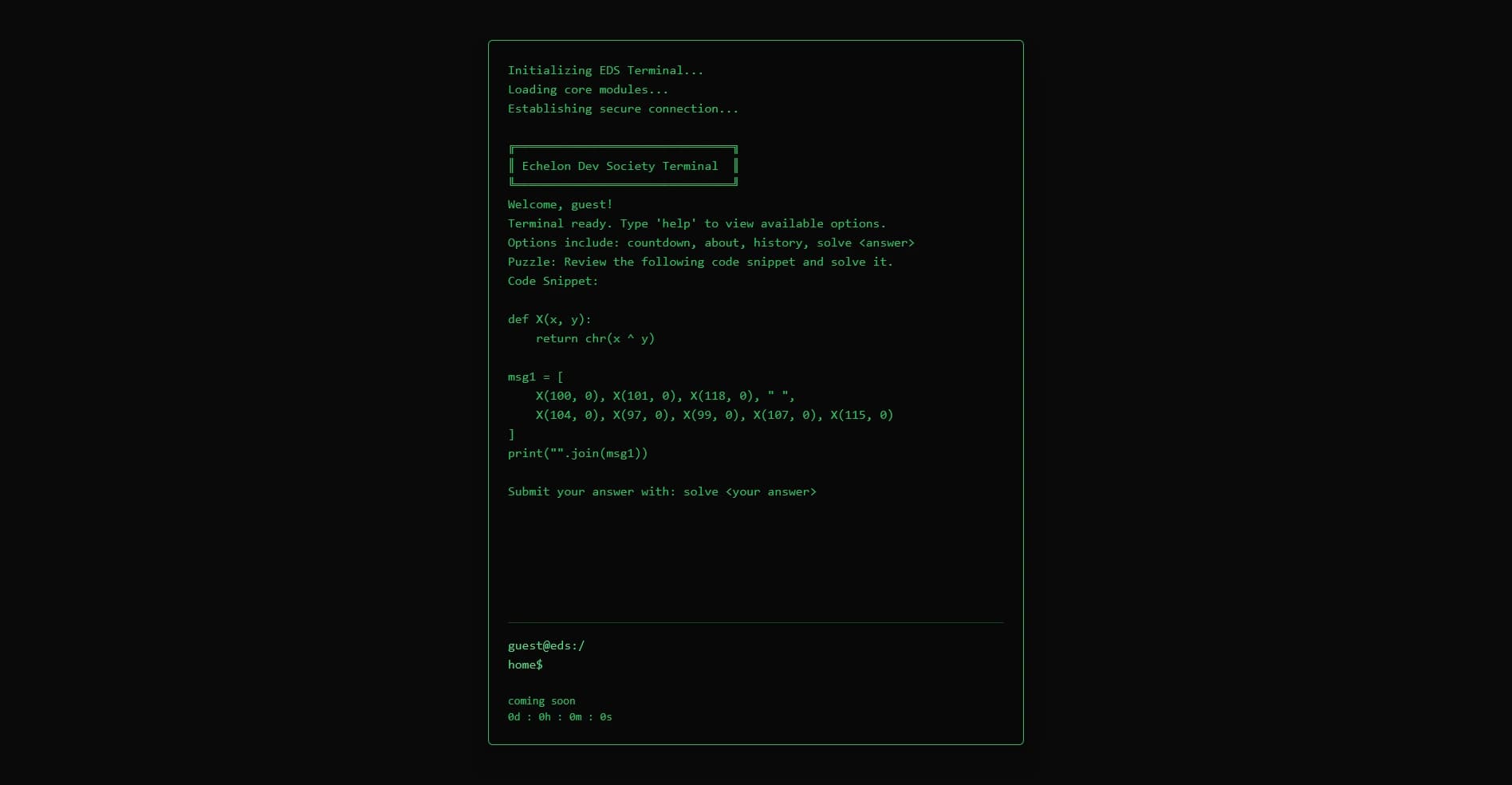 DevHack Terminal Puzzle